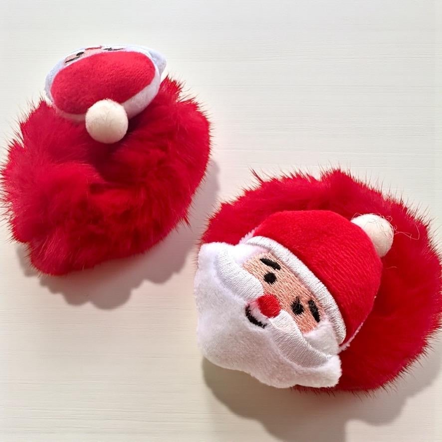 Kırmızı Renk Peluş Noel baba figürlü ikili Simit Toka