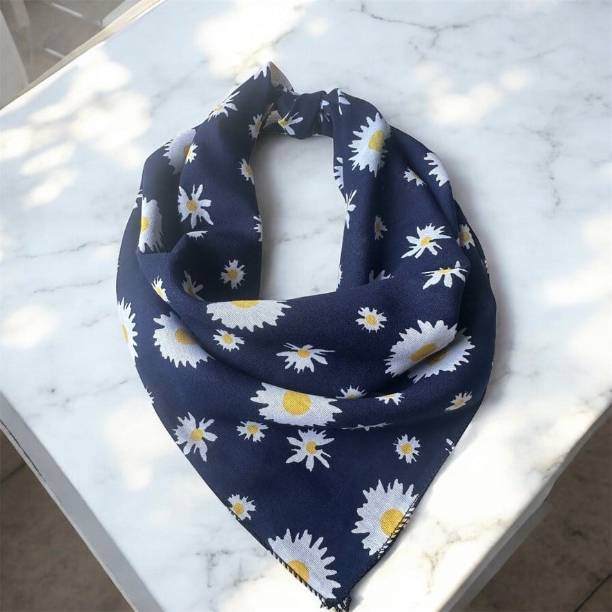 Lacivert Renk Güneş desenli %100 Koton Bandana