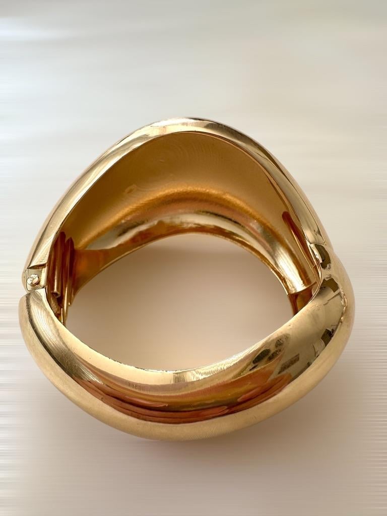 Plaka Model 14k Altın Kaplama En:5,5 Cm Bombeli Kelepçe Bileklik