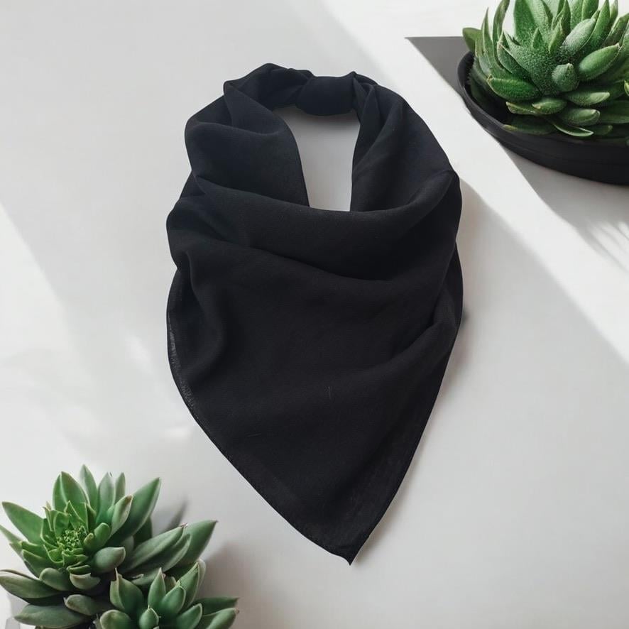 Siyah Renk Düz Çok Amaçlı Bandana %100 Cotton