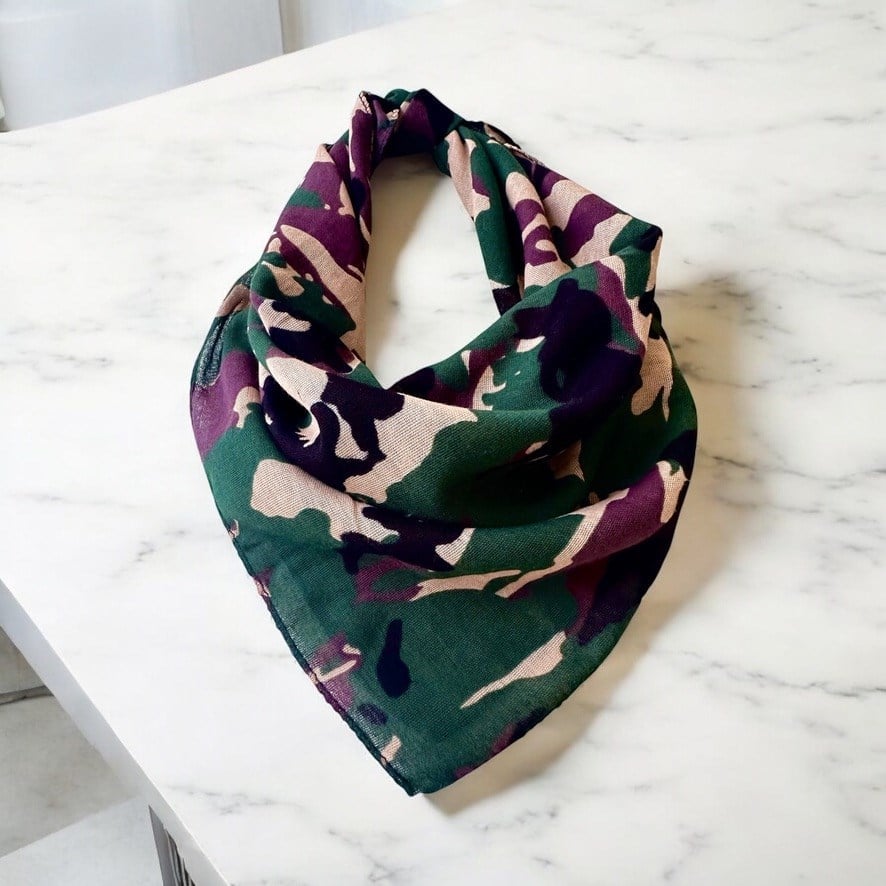 Unisex Asker desenli %100 Koton Bandana