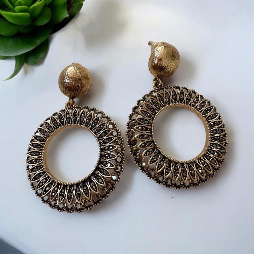 Vintage Gold Renk Halka Küpe