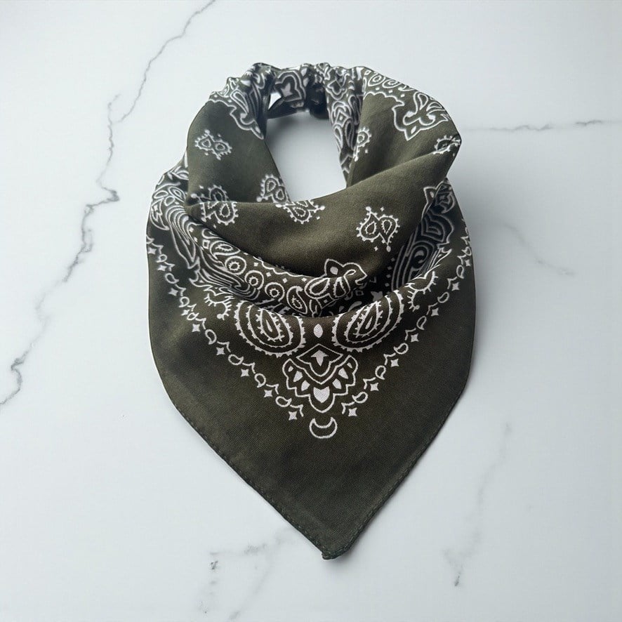 Yeşil Renk  desenli %100 Koton Bandana