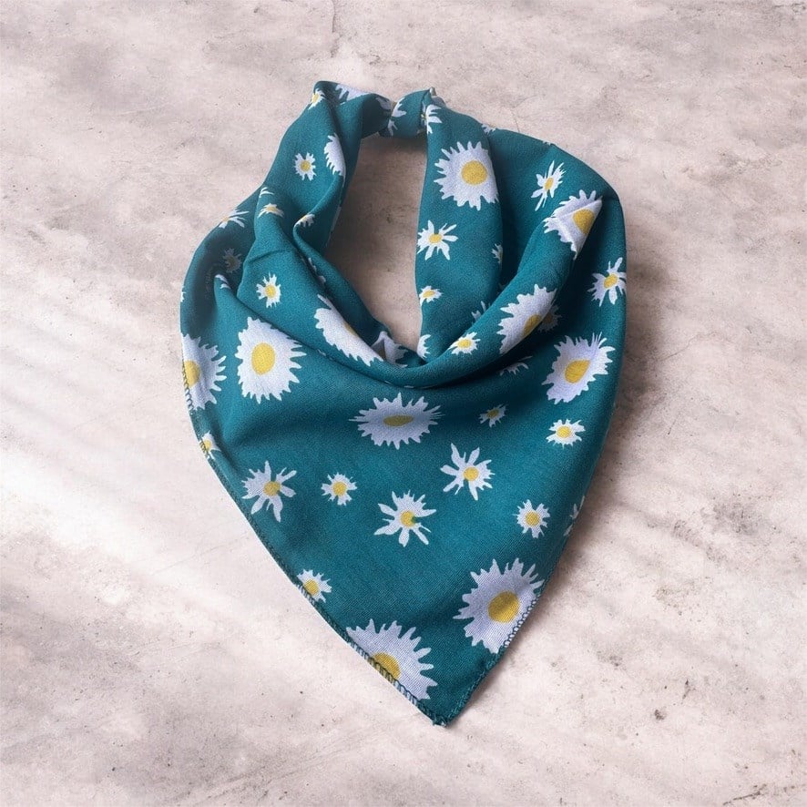 Yeşil Renk Güneş desenli %100 Koton Bandana