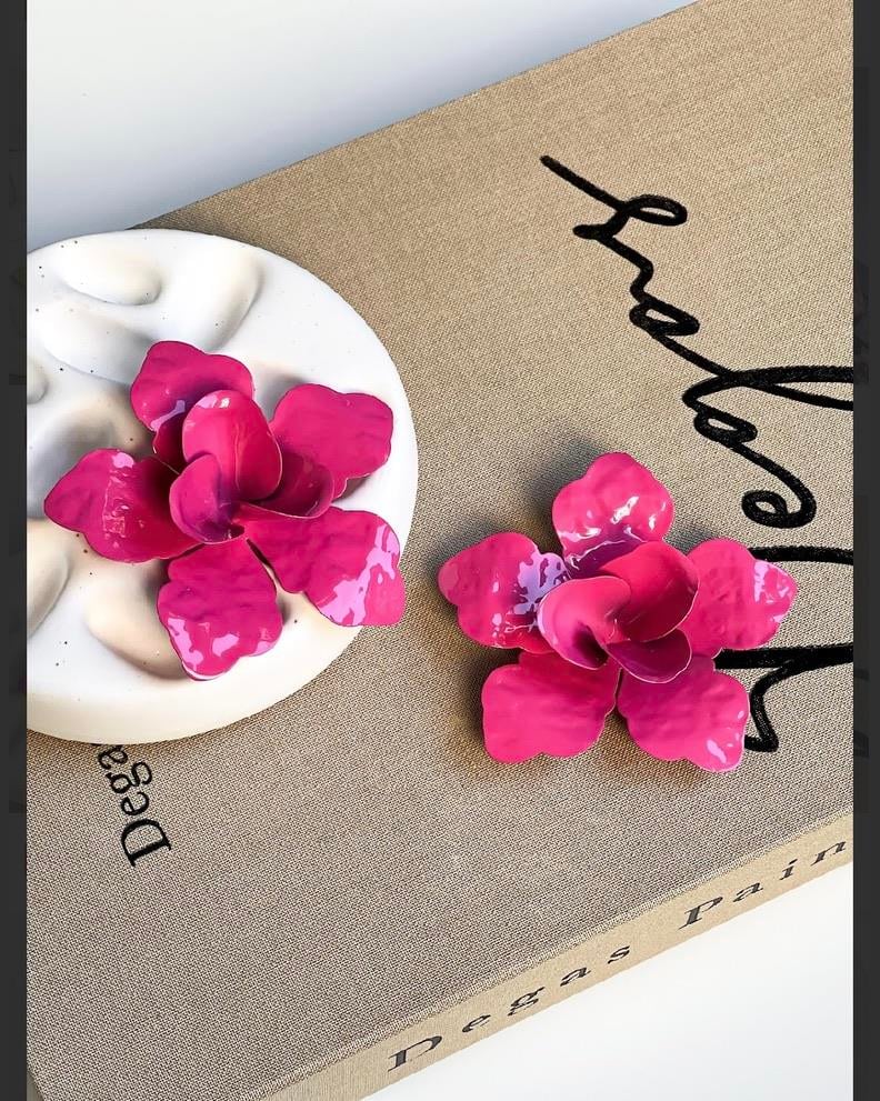 ZR Marka Model Pembe Renk Çiçek küpe 