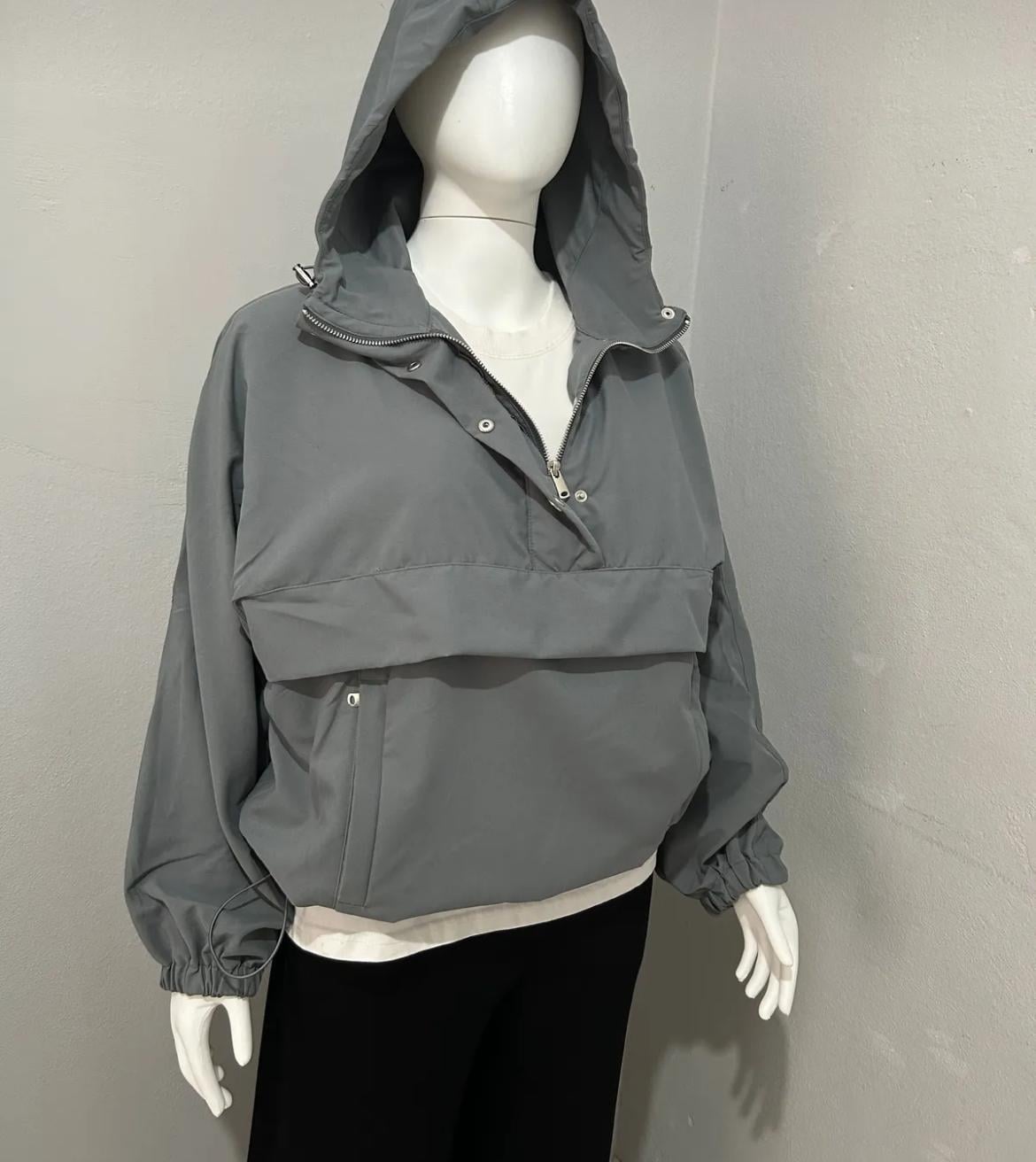 Kapüşonlu Oversize Sweat Koyu Gri ZR