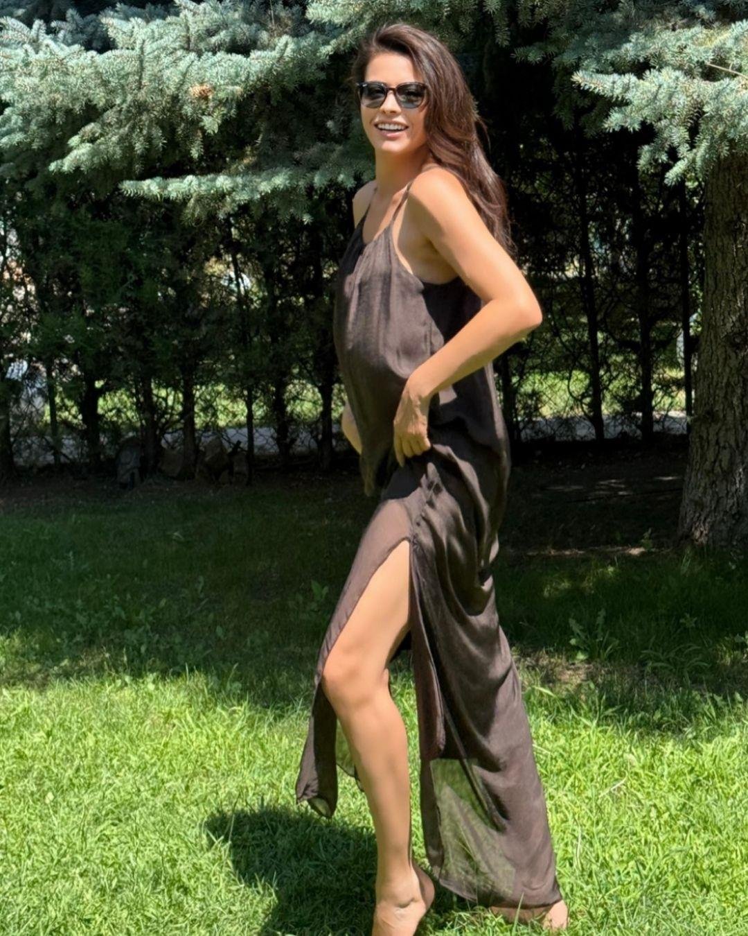 İp Askılı Acı Kahve Elbise