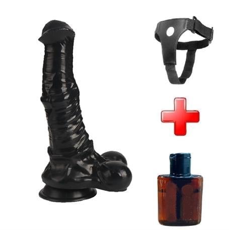 Belden Bağlamalı PenislerBelden Bağlamalı 33 cm Et Dokulu Gerçekçi Çift Katmanlı Sünnetsiz Silikon Zenci Penis - Horse Power 2LilituShop