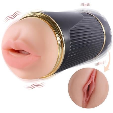 Vajina Ve MastürbatörÇift Taraflı Fener Tipi Titreşimli Realistik Suni Vajinal ve Oral Mastürbatör - KayLilituShop
