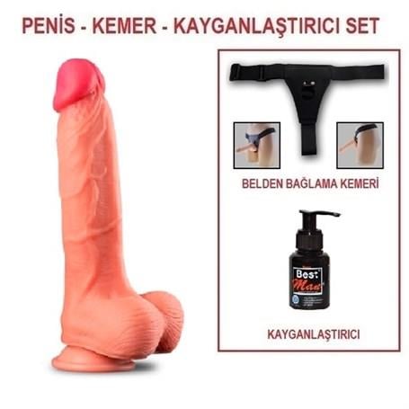 Belden Bağlamalı PenislerYeni Nesil Çift Katmanlı Belden Bağlamalı 25 cm Realistik Dildo PenisLilituShop