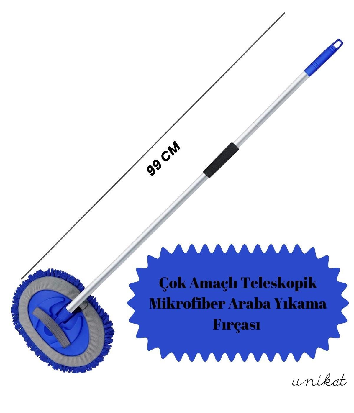 BAYİ ÜRÜNÜ Teleskopik Mikrofiber Araba Yıkama Fırçası - MAVİ 