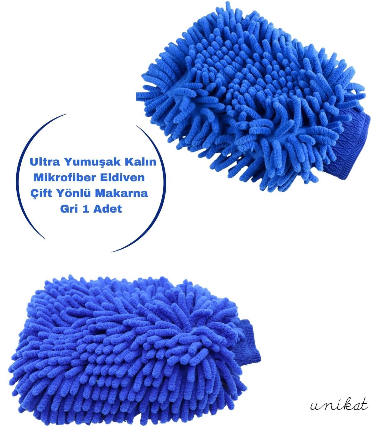 BAYİ ÜRÜNÜ Ultra Yumuşak Mikrofiber Yıkama Eldiveni - Çift Yönlü Makarna Mavi 1 Adet
