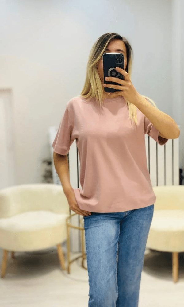 Coss Marka Tam Pamuk T-Shirt - Pembe