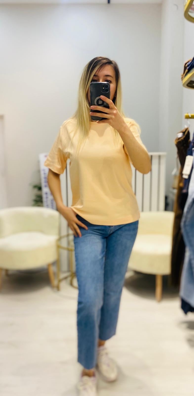 Coss Marka Tam Pamuk T-Shirt - Yavruağzı