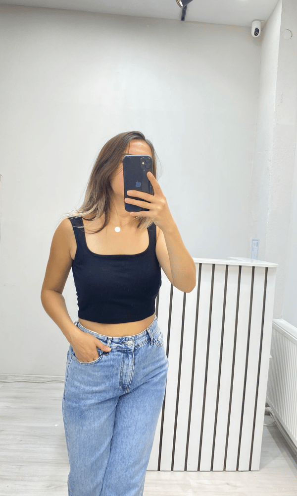 Göğüs Pedli Crop - Beyaz