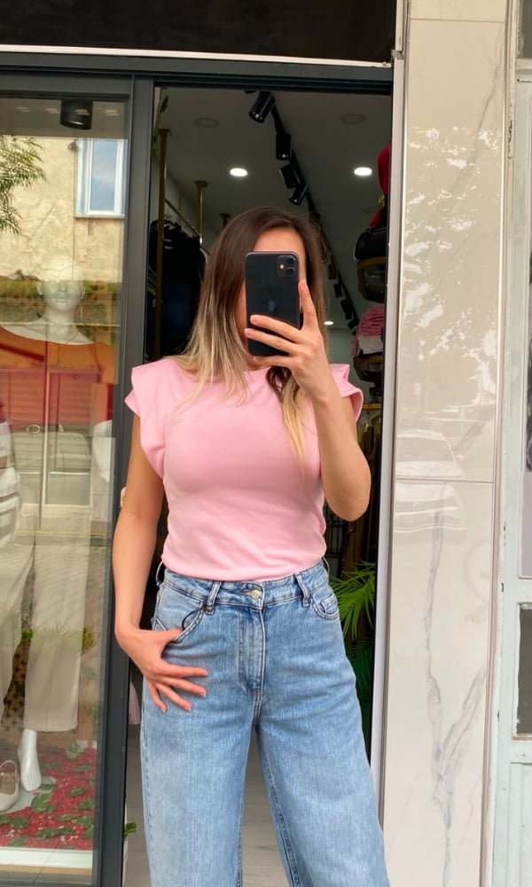 Kol Detaylı Modal Bluz -Pembe