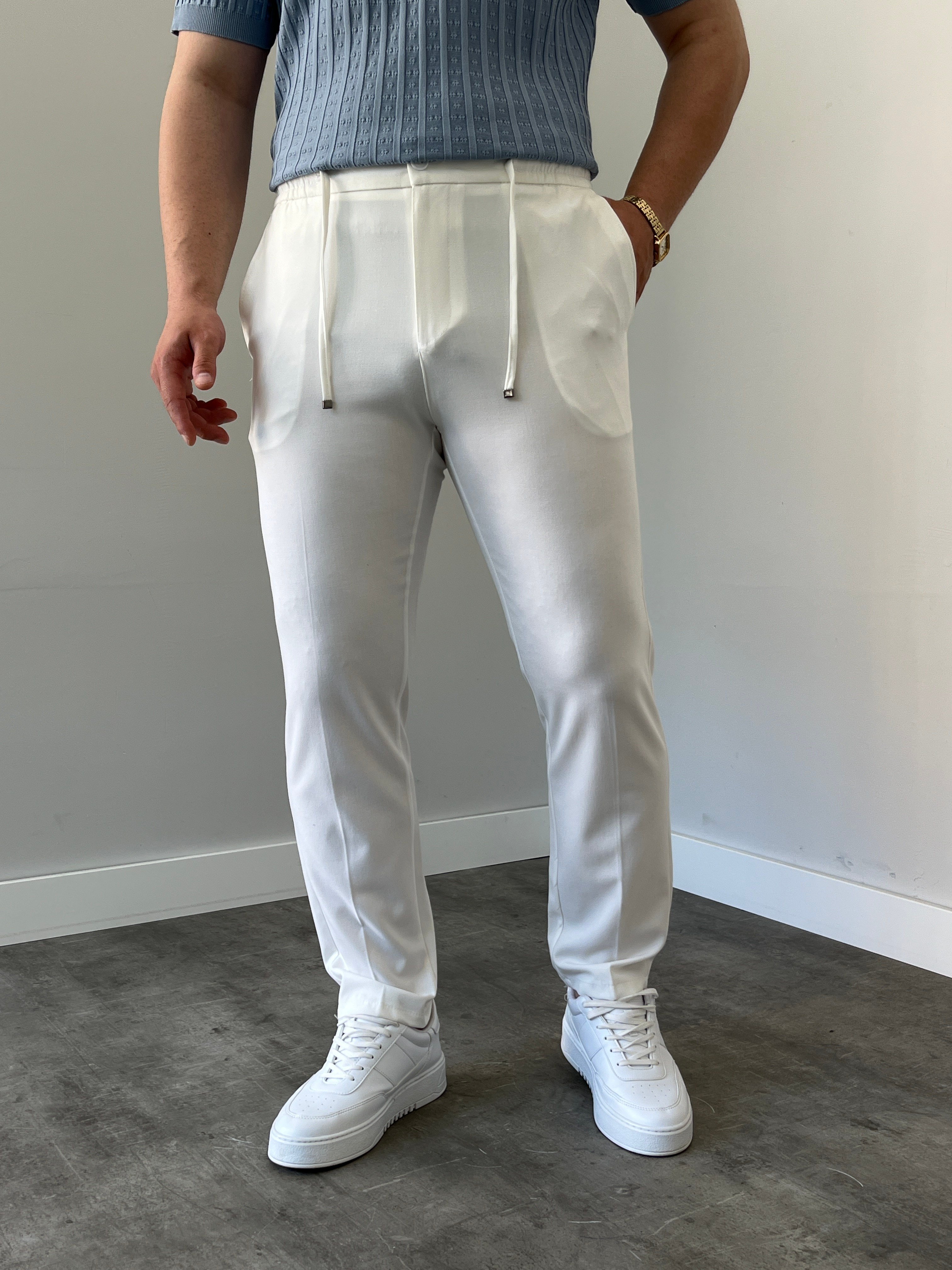 Premium Rahat Kalıp Beyaz   Kumaş Pantolon