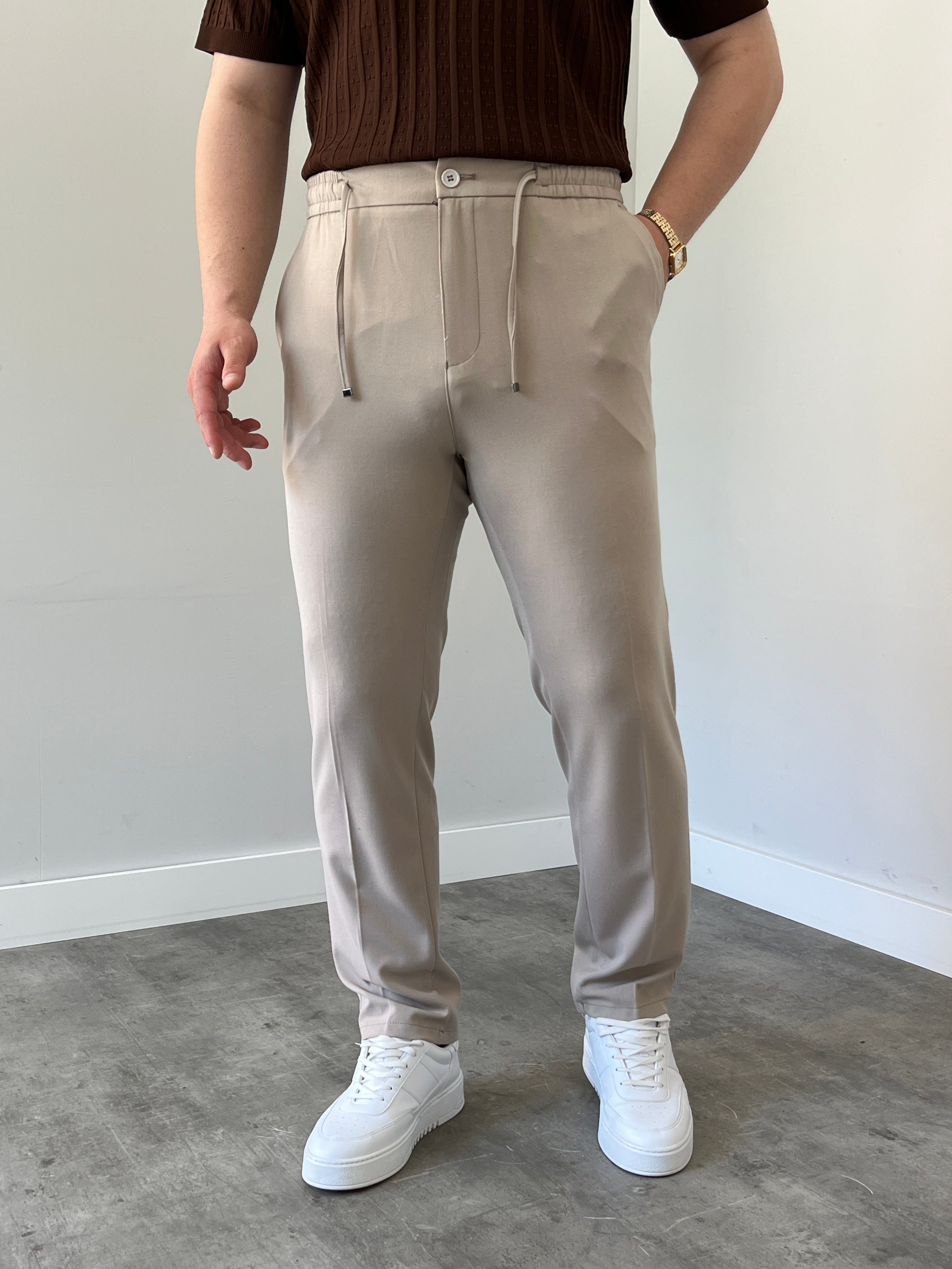 Premium Rahat Kalıp Krem  Kumaş Pantolon