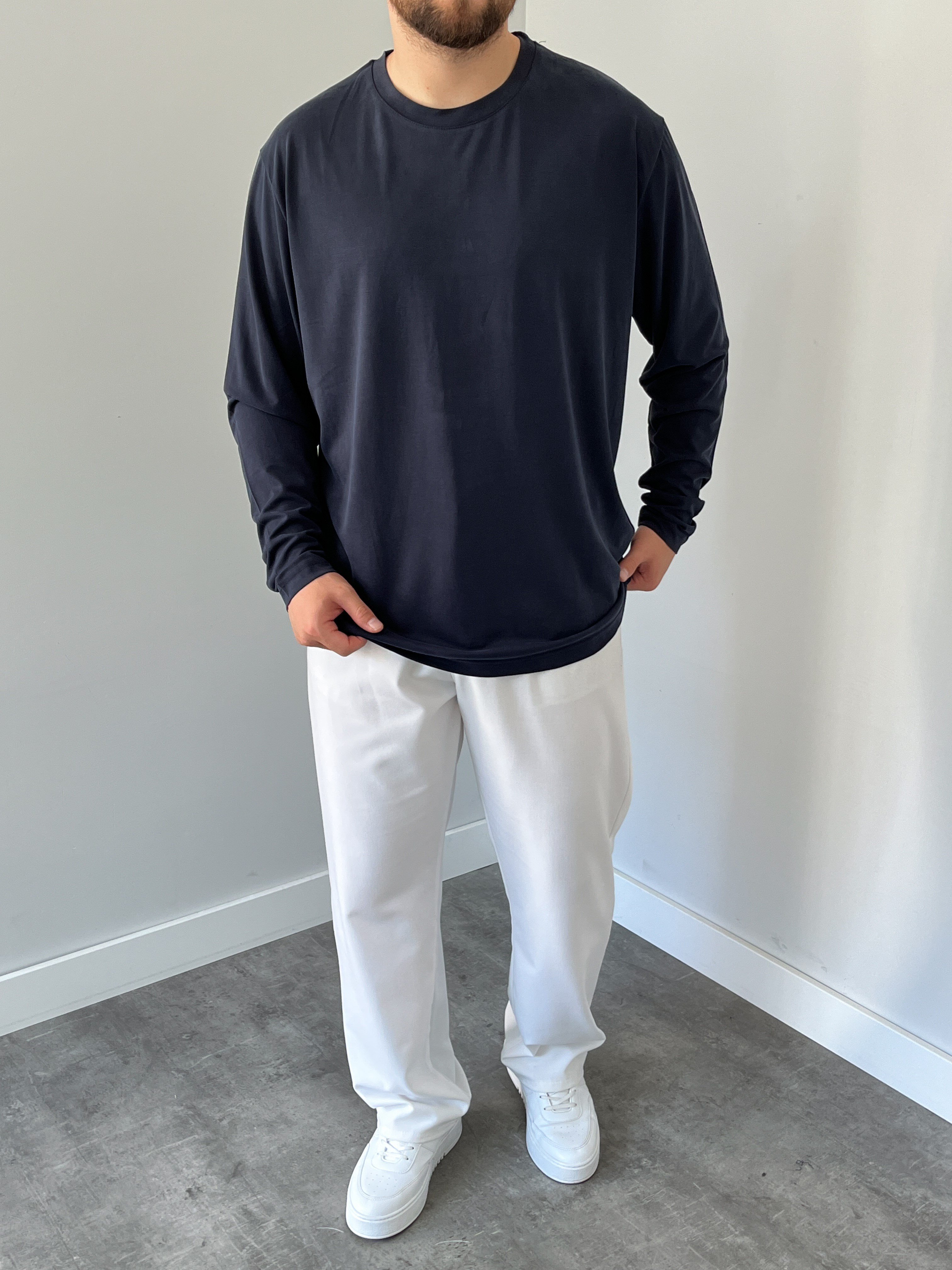 Premium Yıkamalı Oysho Kumaş Sweat Lacivert