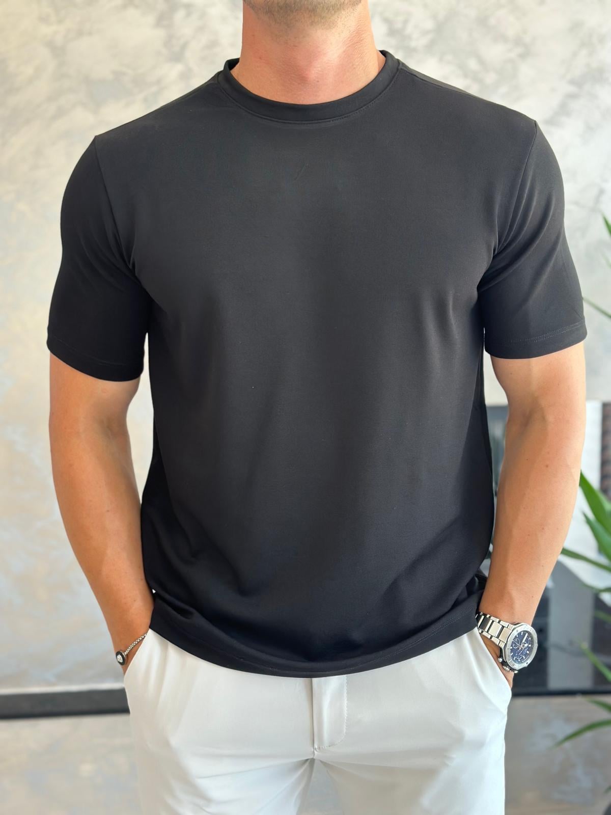 Erkek Oversize Kesim Pamuklu Premium Tshirt Siyah Eca014