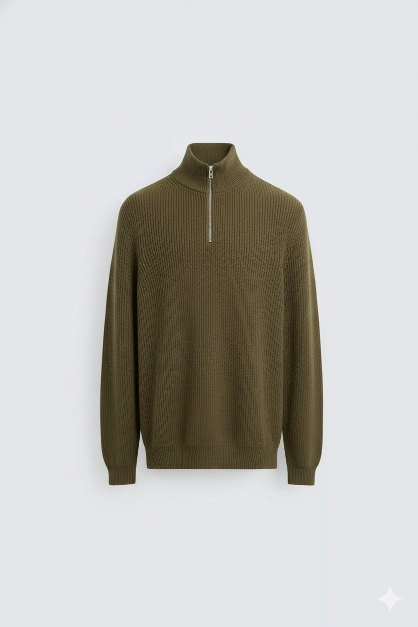Erkek Regular Fit Ters Örgü Kazak Haki Eca056