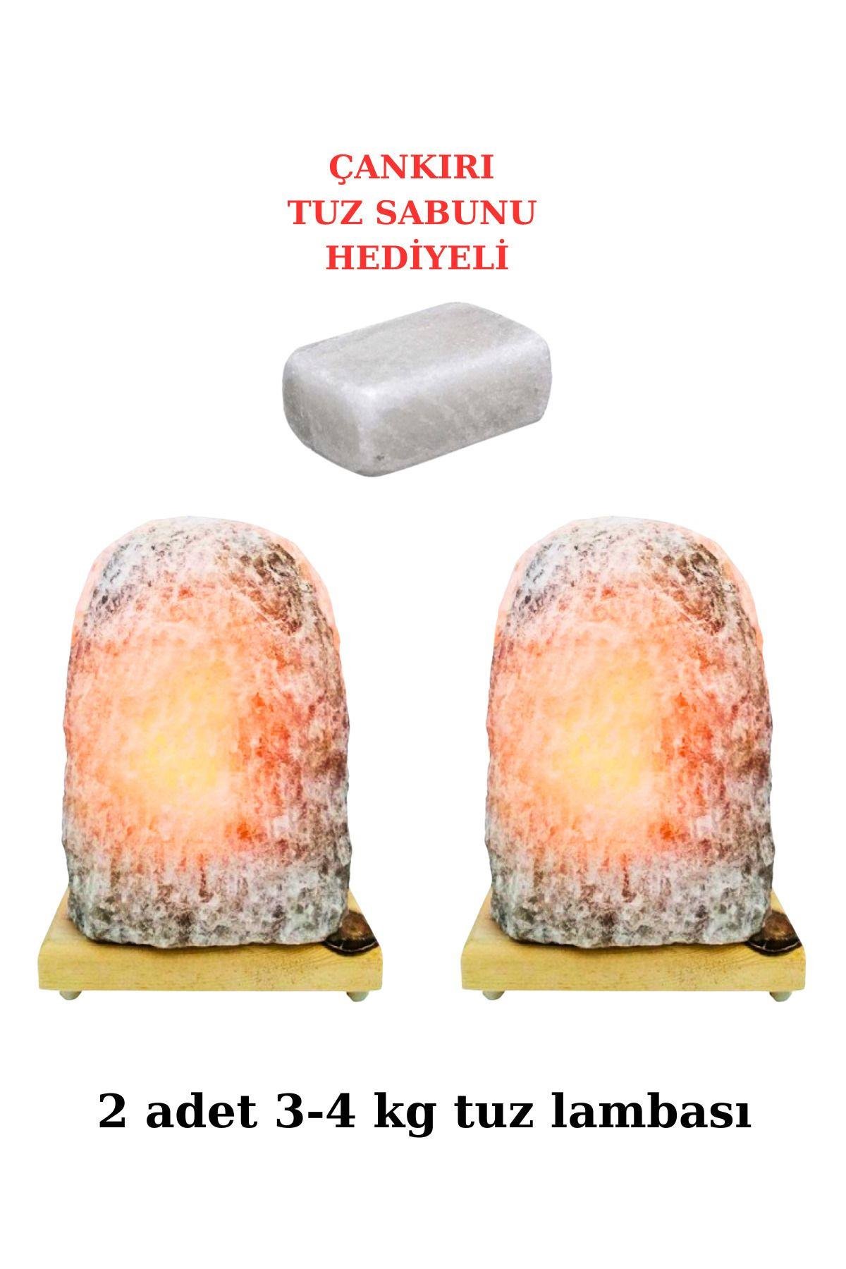 2 Adet Çankırı Kaya Tuzu Lambası 3-4Kg+Tuz sabunu hediyeli
