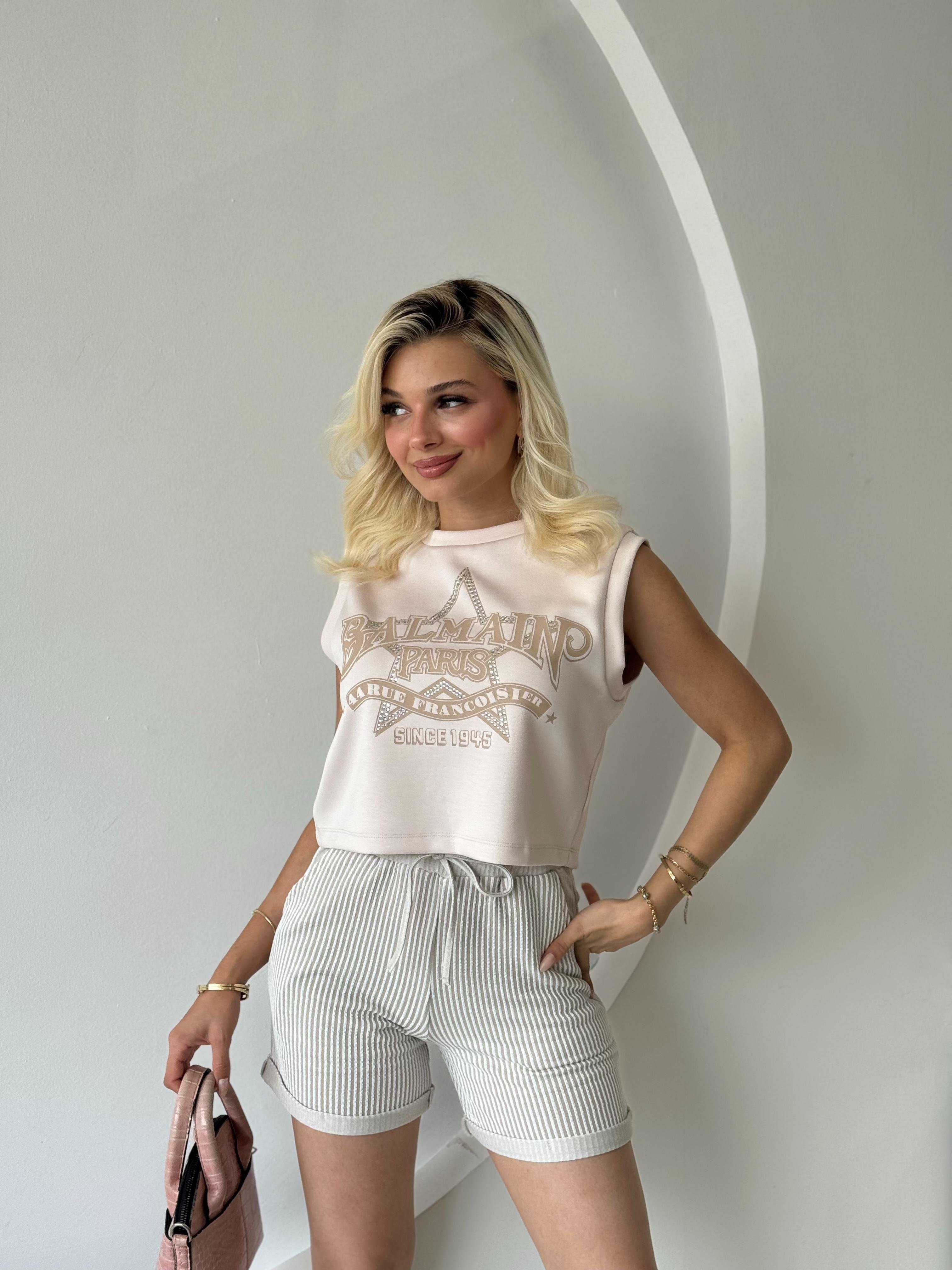 Çizgili Kısa Şort