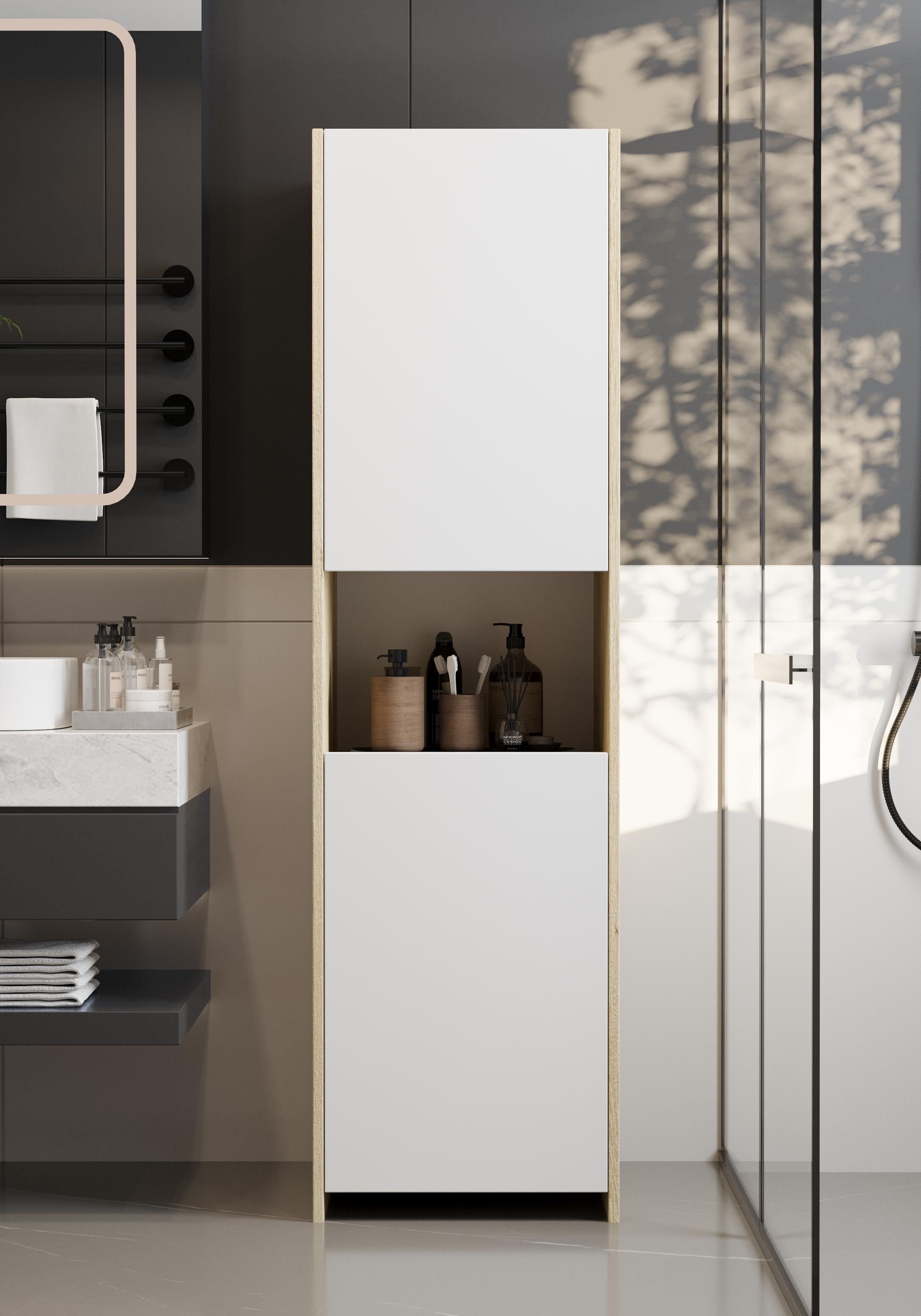 2 KAPAKLI LEFKAS-BEYAZ BANYO DOLABI