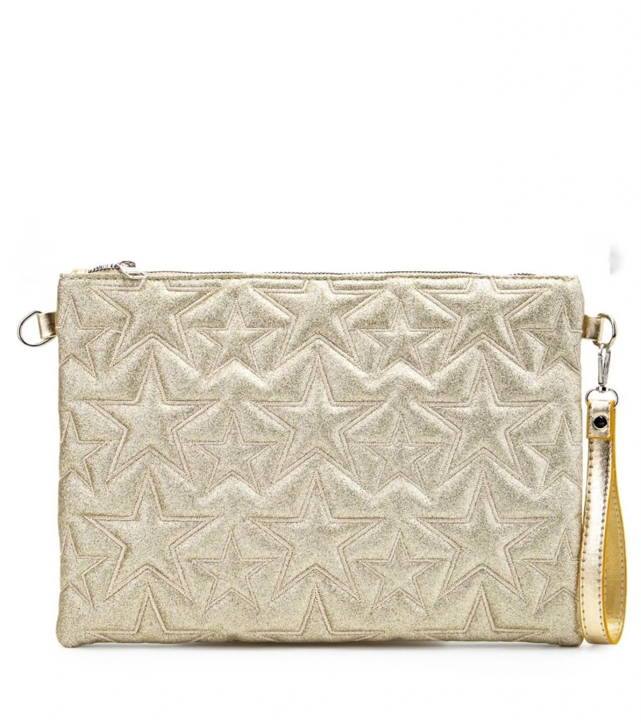 Altın Sarısı Simli Clutch Çanta