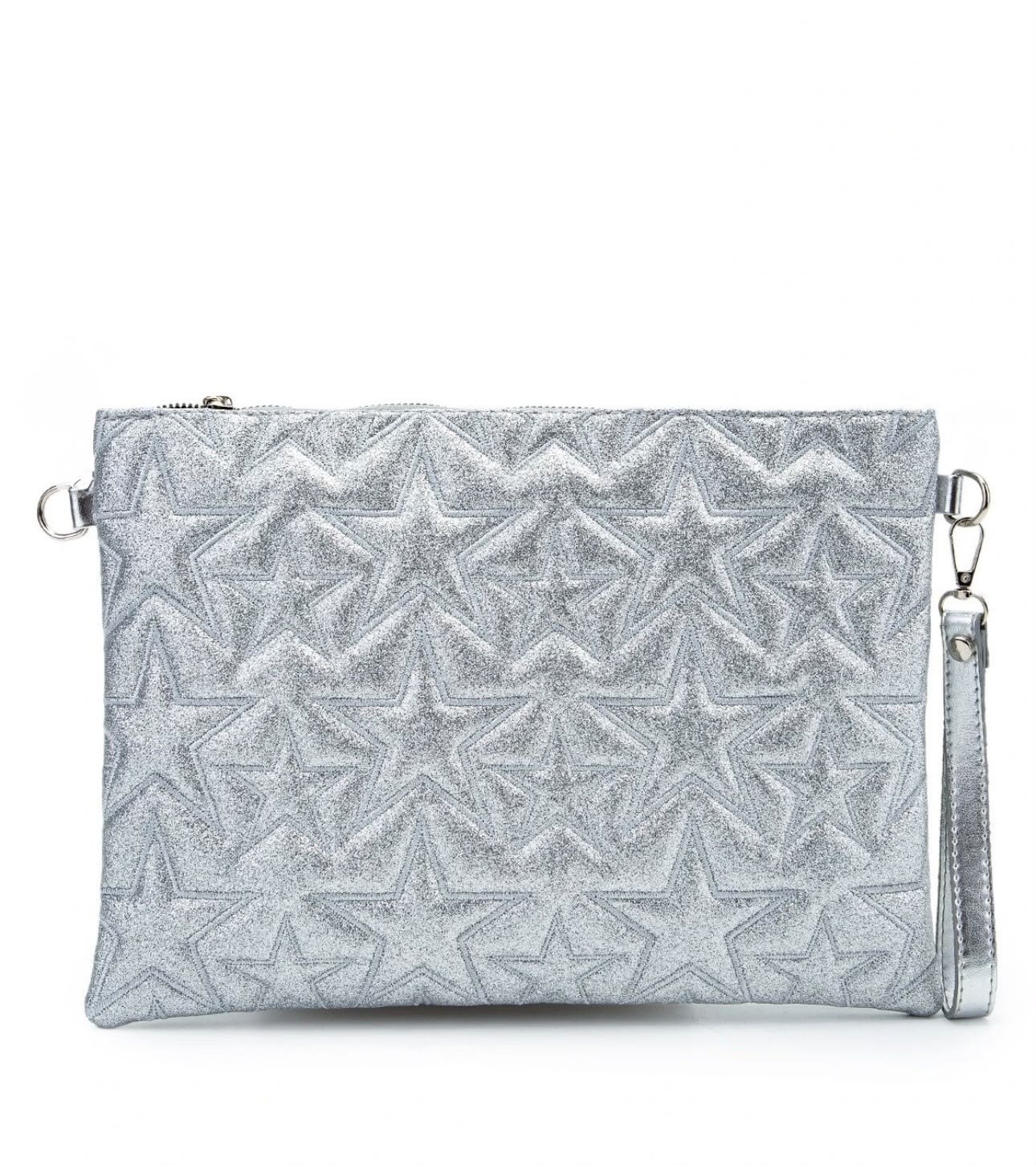 Gümüş Simli Clutch Çanta