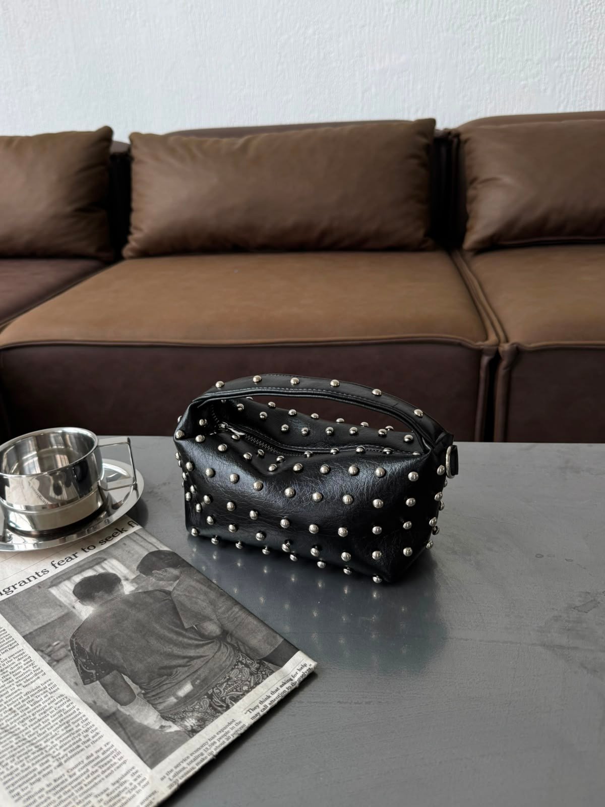 Siyah Metal Troklu Berry Çanta
