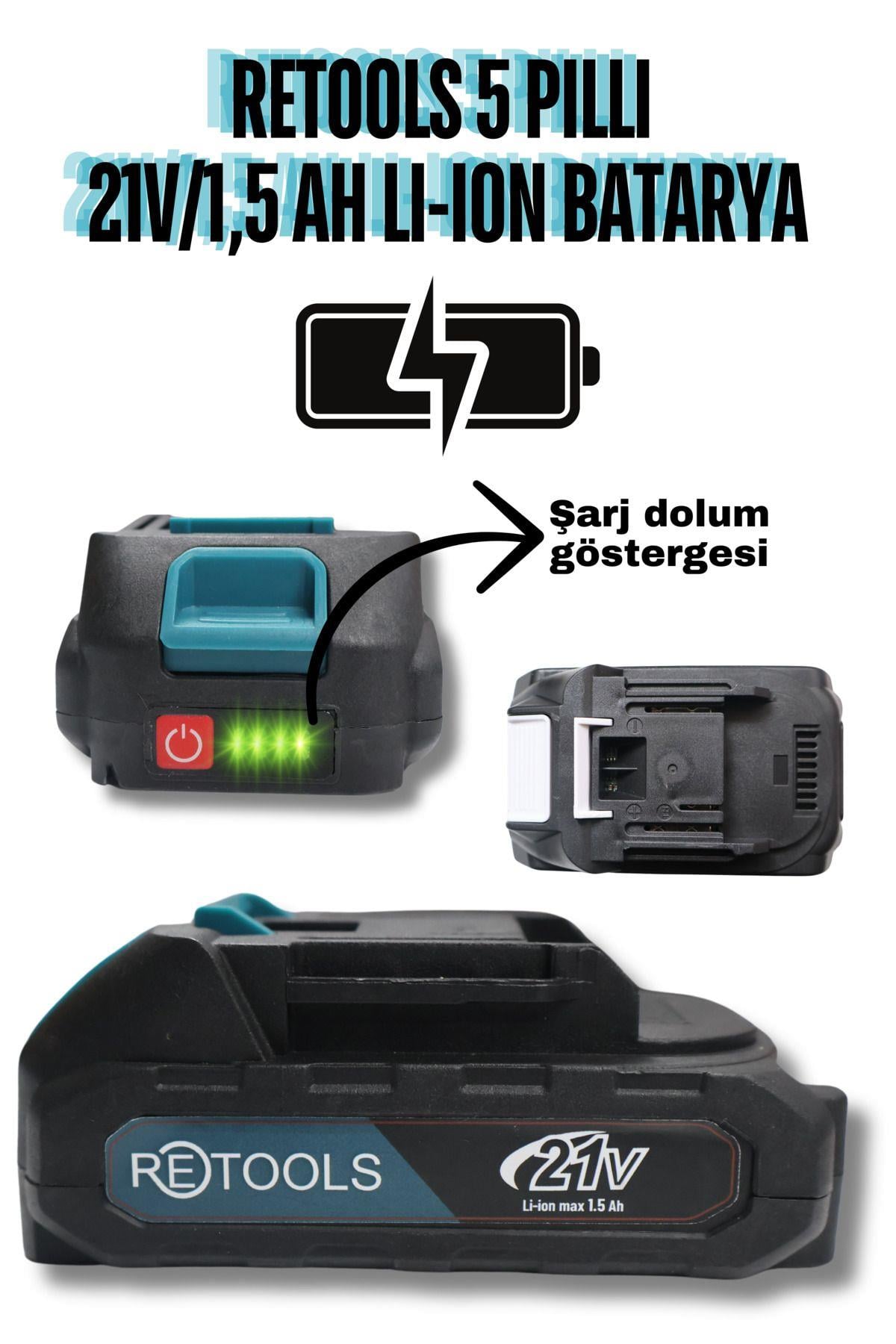 5 Pilli Li-ion Batarya 21V/1.5AH Mavi