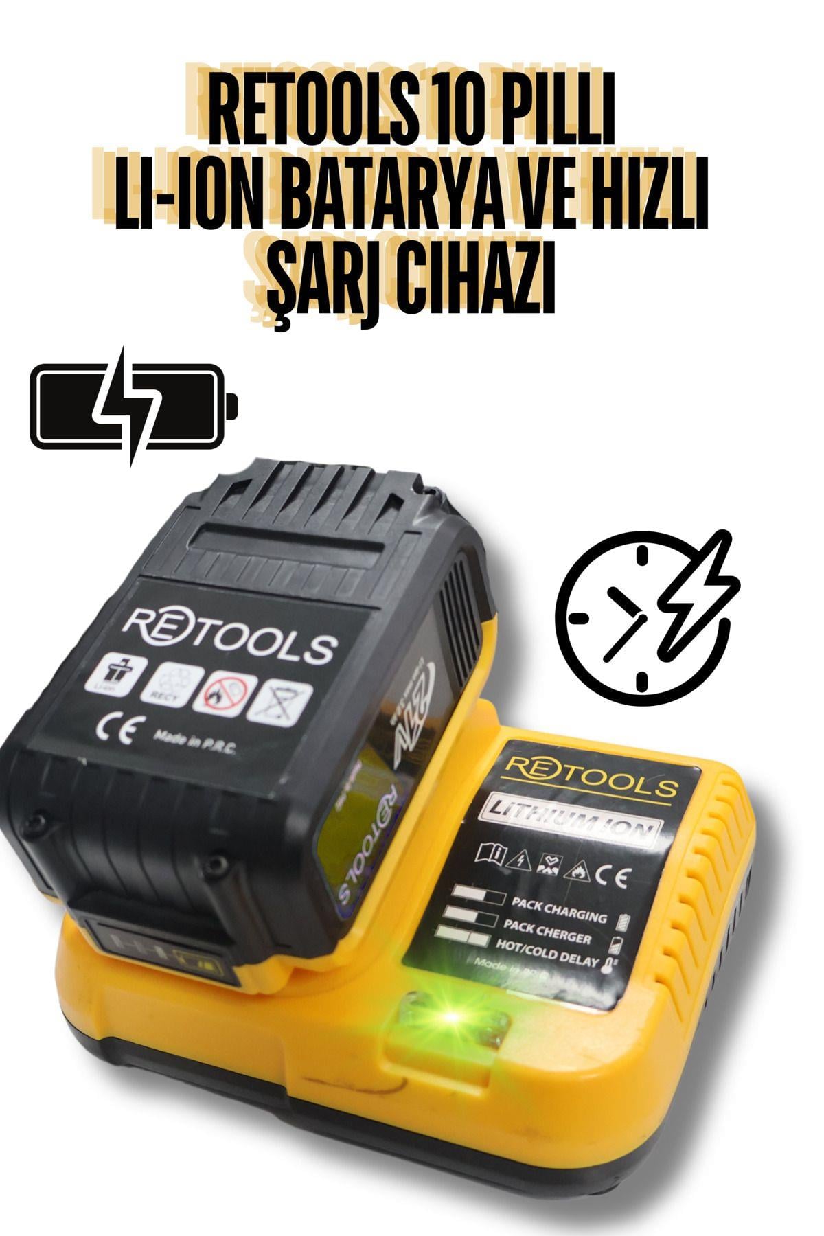 Ultra Hızlı Şarj Cihazı Sarı ve 10 Pilli Li-ion Batarya 21V/3.0AH