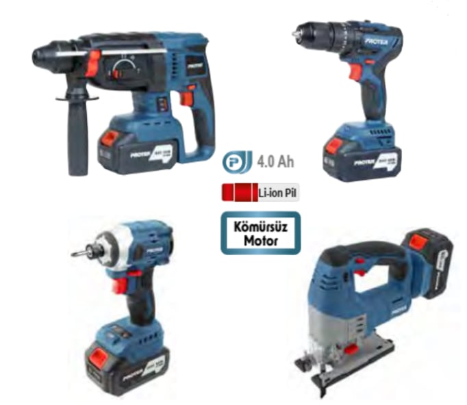 PST 1914 quatro 4.0 Ah 20 V Li-ion Pil  Kömürsüz Şarjlı (Dörtlü Makina Set)