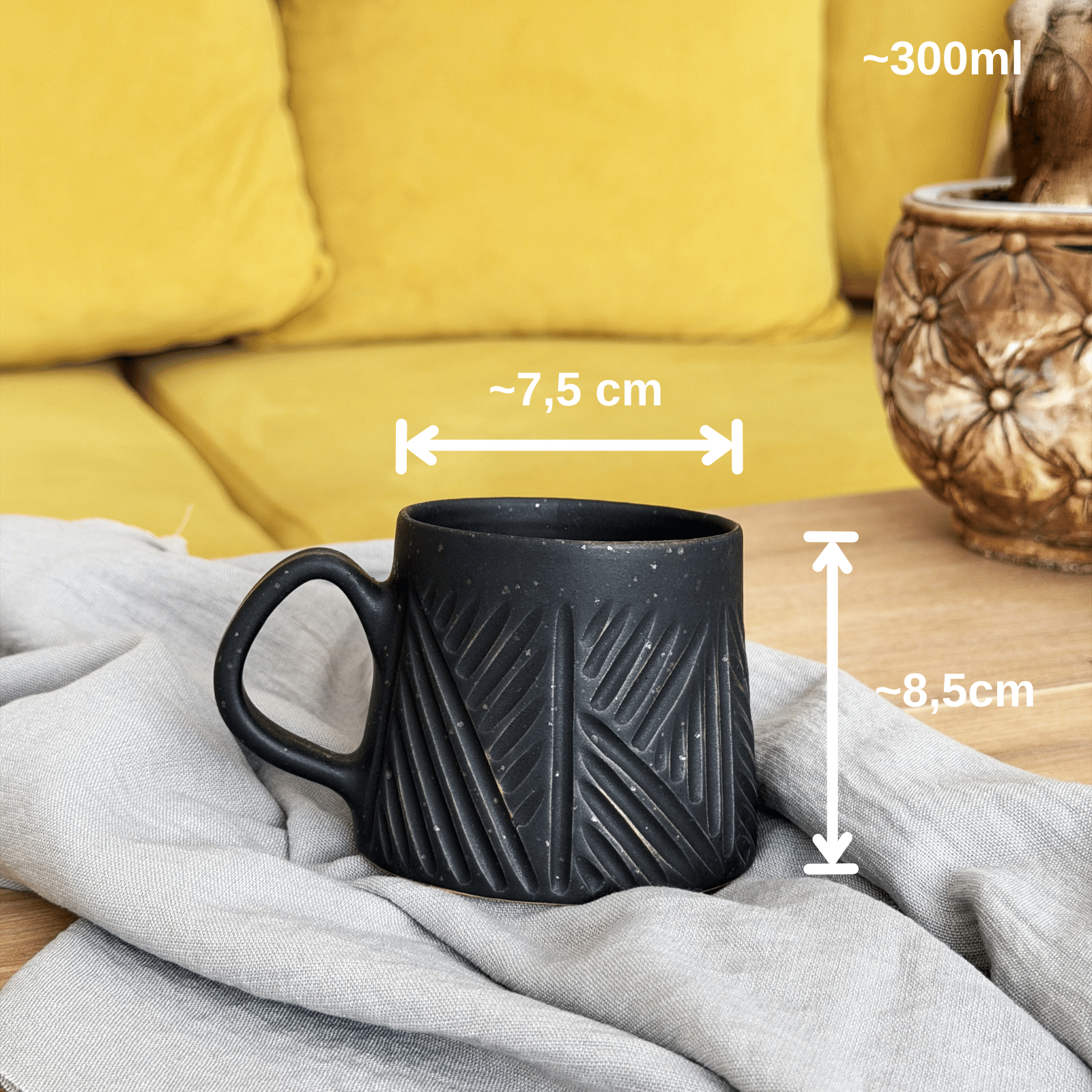 Moss Stoneware Kupa | Bazalt Siyahı