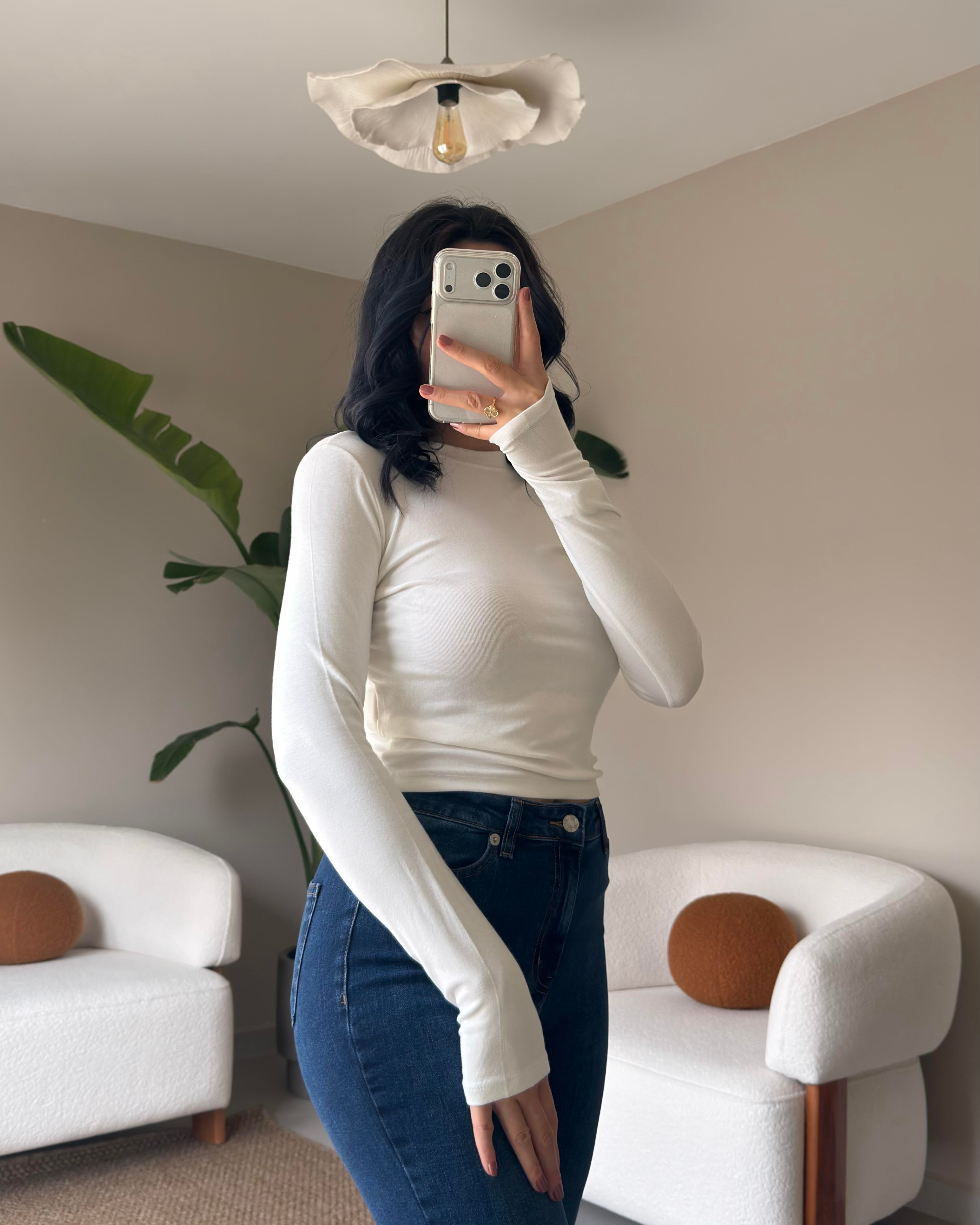 BEYAZ PARMAK GEÇMELİ BODY