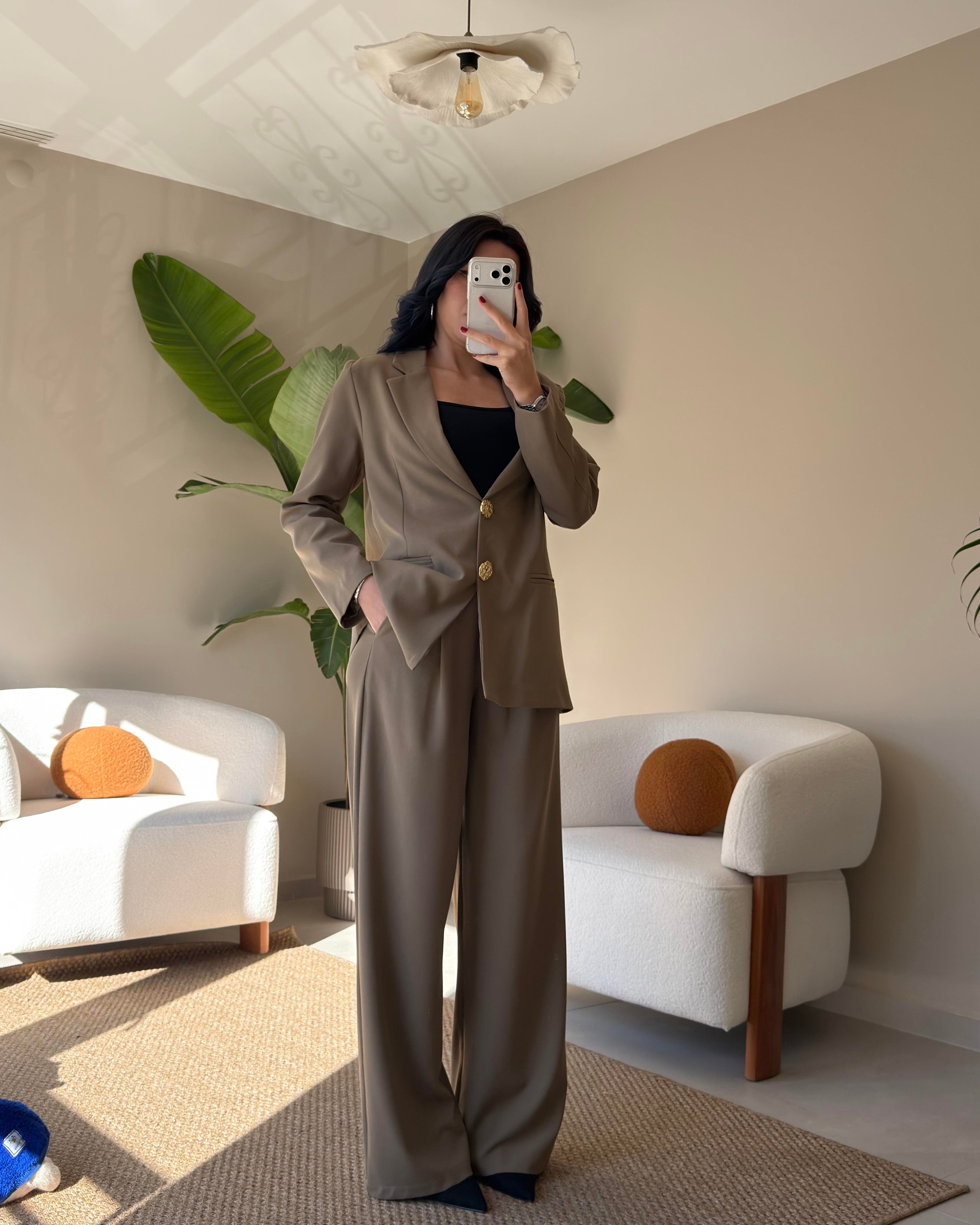 HAKİ ÇİFT GOLD DÜĞMELİ BLAZER TAKIM