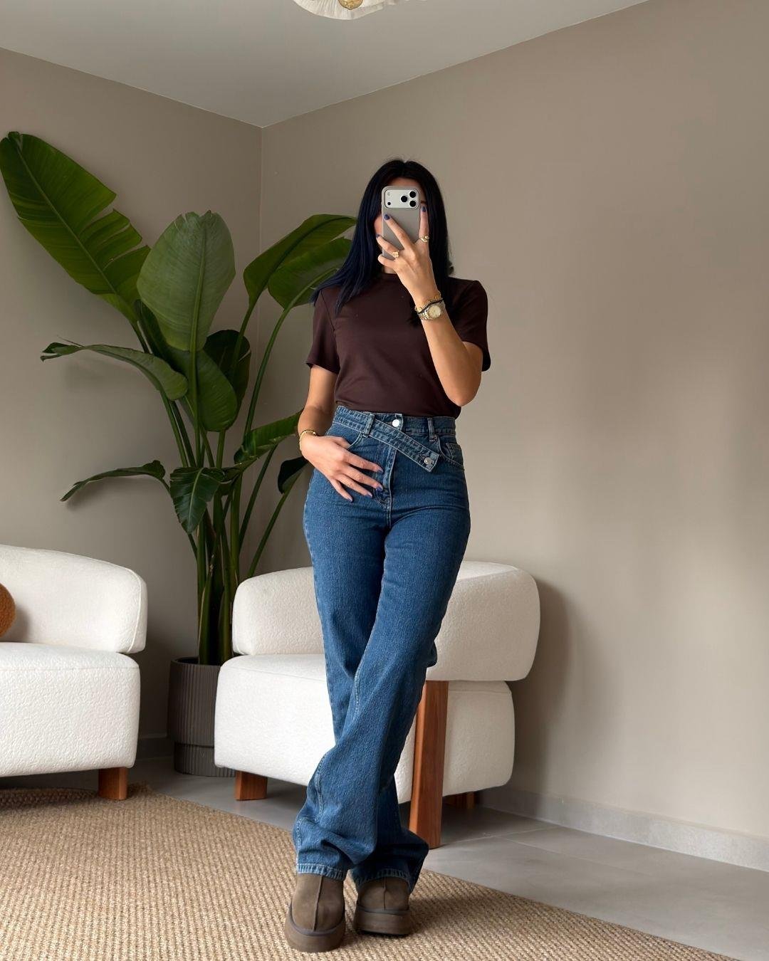 KOYU MAVİ WIDE LEG JEAN