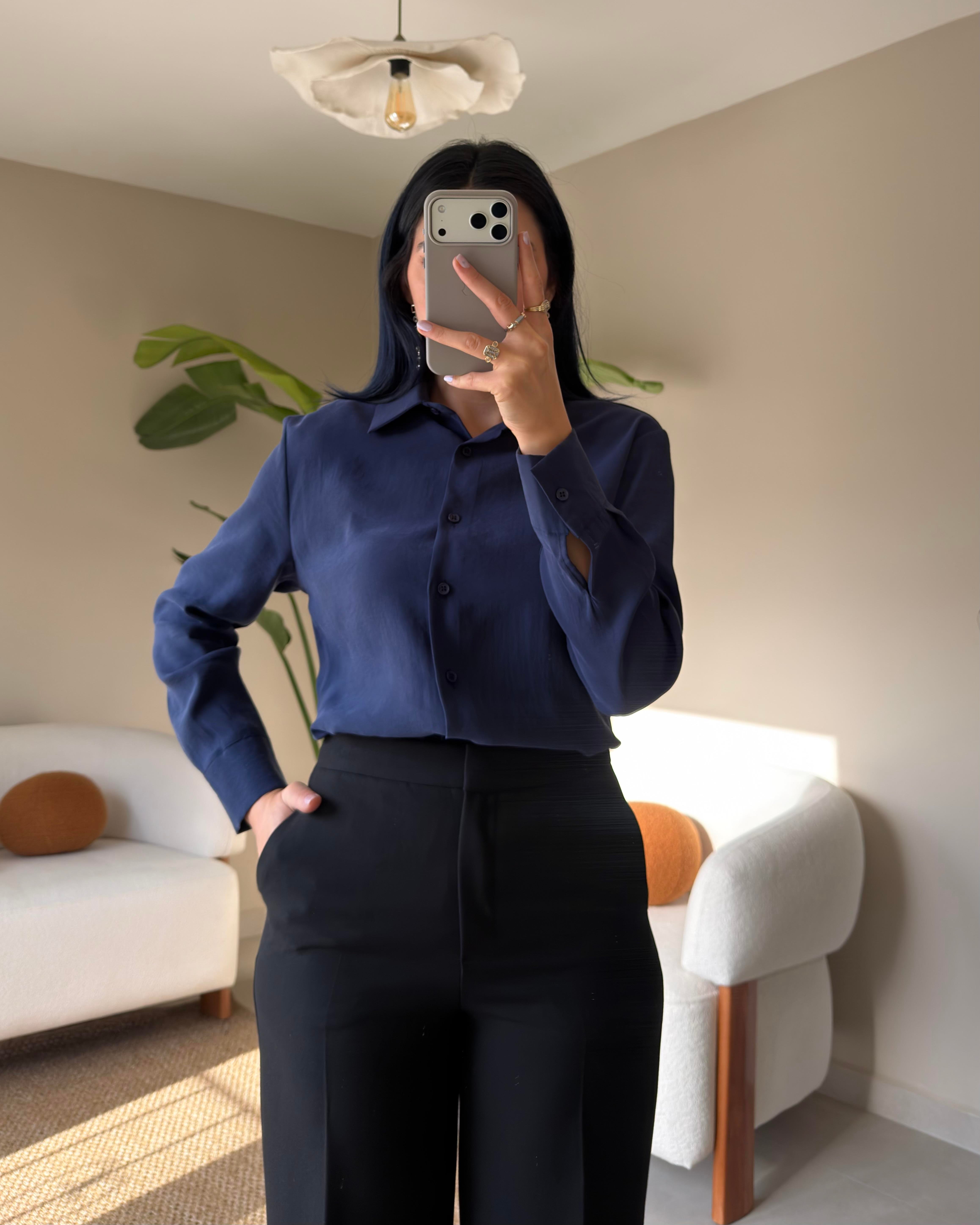 LACİVERT TENCEL GÖMLEK 
