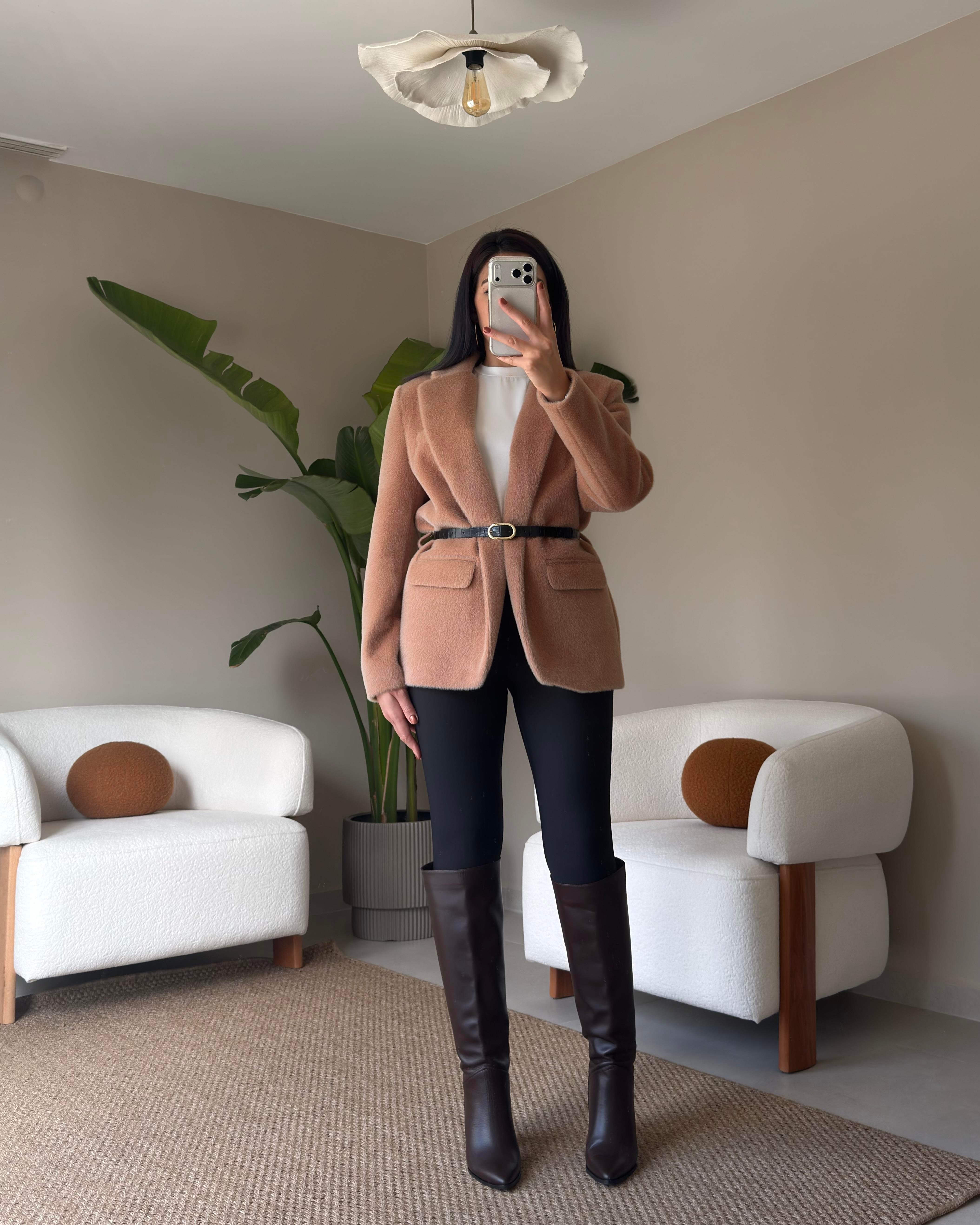 TABA KEMERLİ PELUŞ CEKET