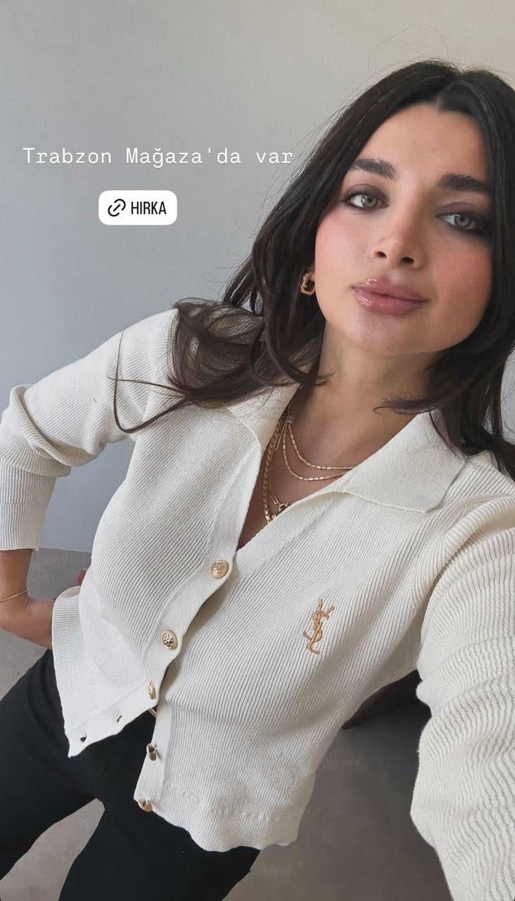 YSL HIRKA GOLD DÜĞMELİ BEJ