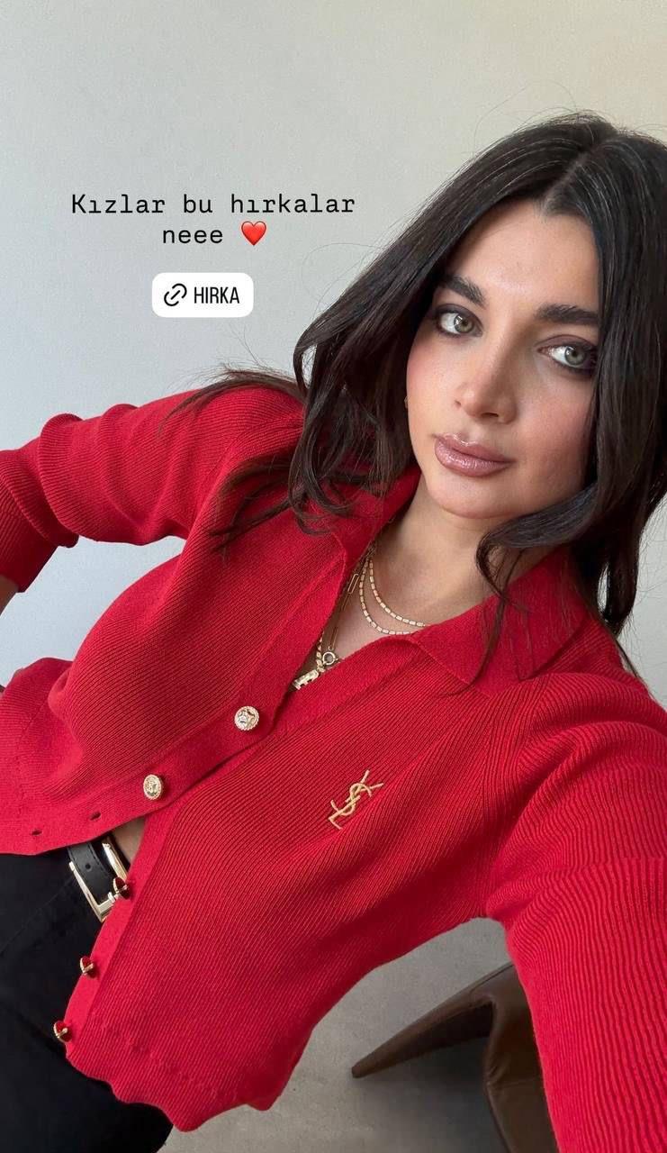 YSL HIRKA GOLD DÜĞMELİ KIRMIZI