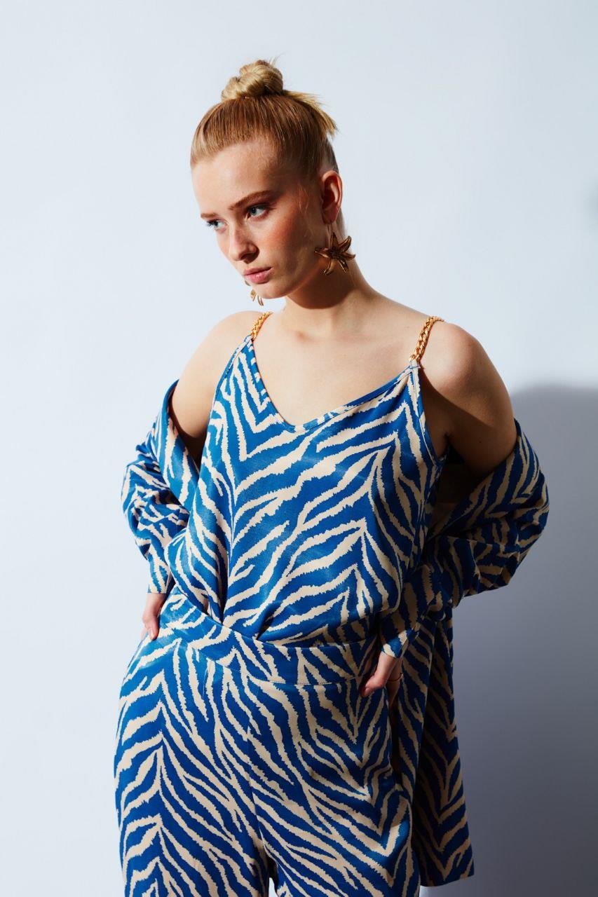 ZEBRA DESENLİ SATEN BLUZ