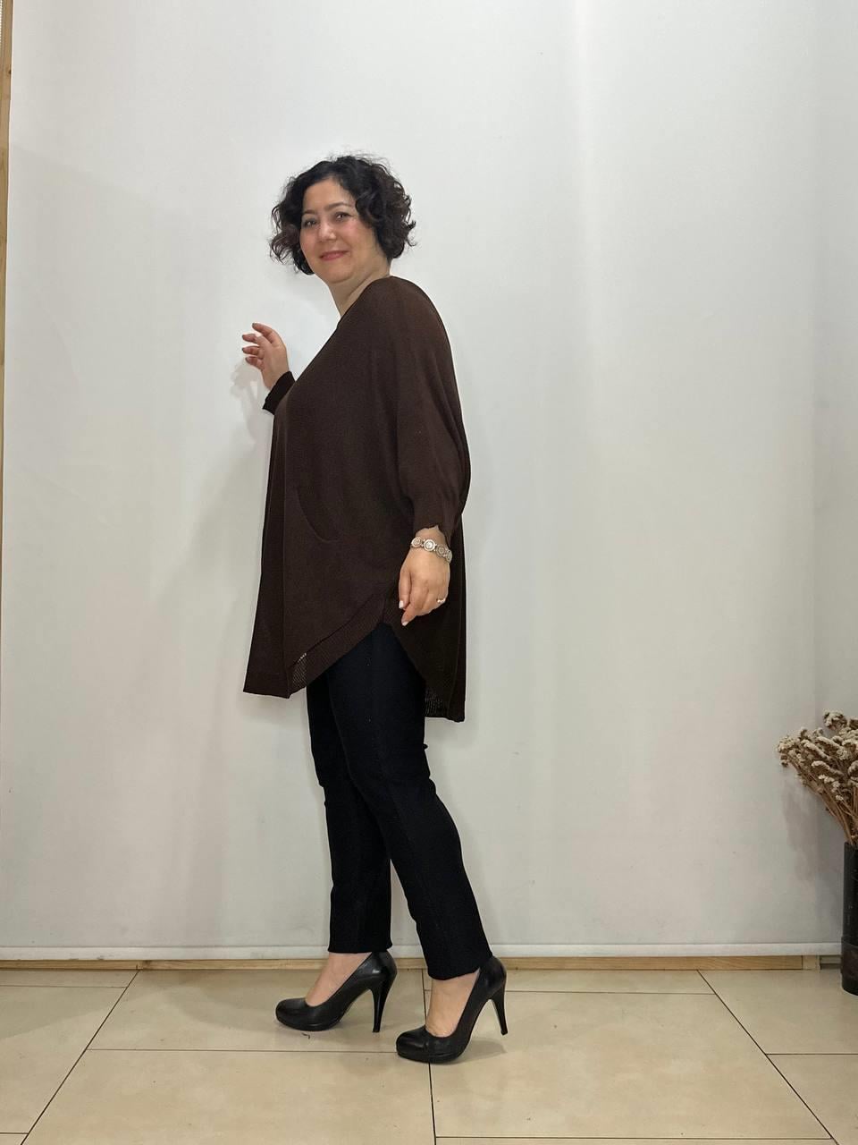 Pamuklu Merserize Oval Kesim Cepli Salaş Bluz
