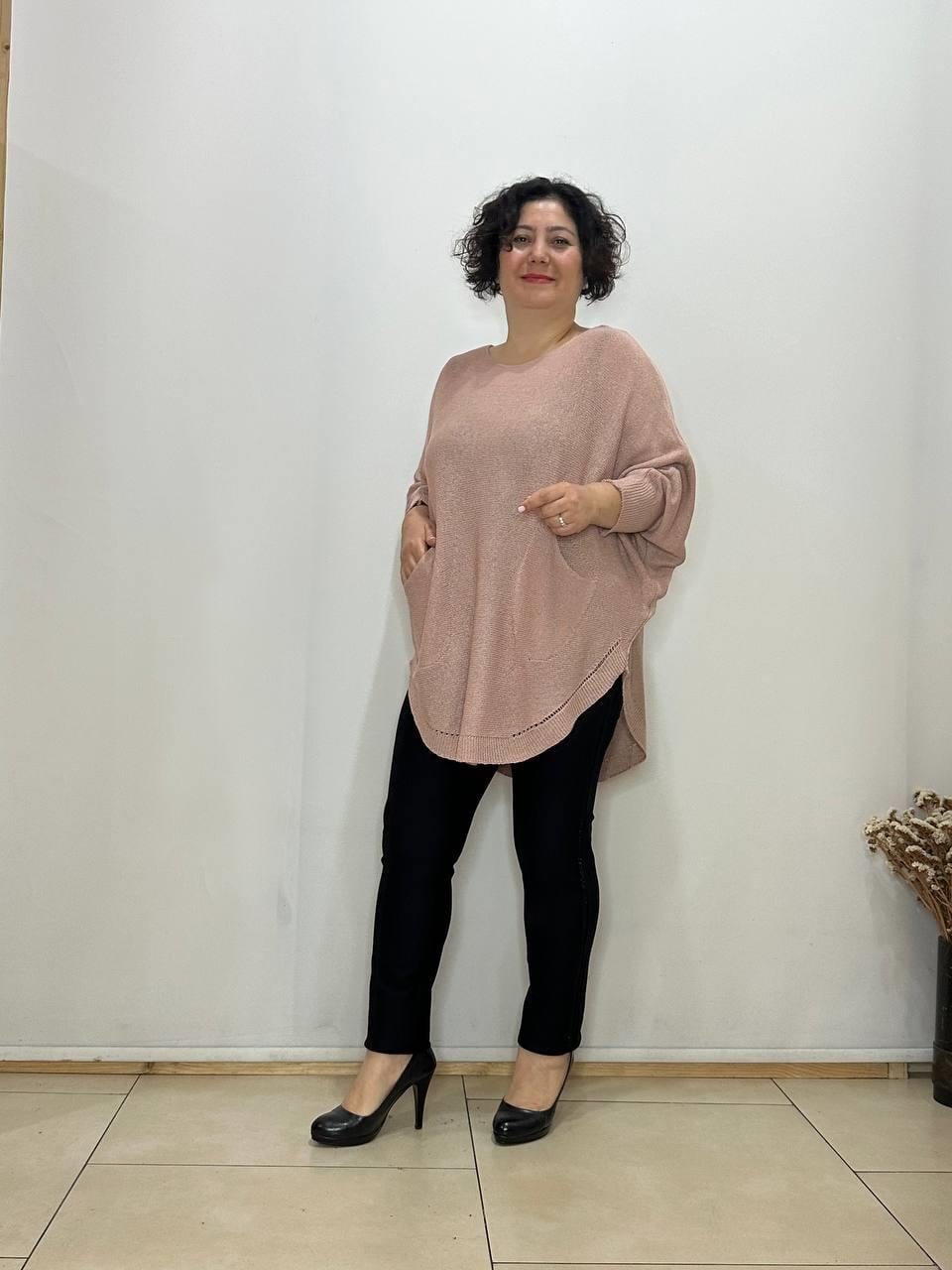 Pamuklu Merserize Oval Kesim Cepli Salaş Bluz