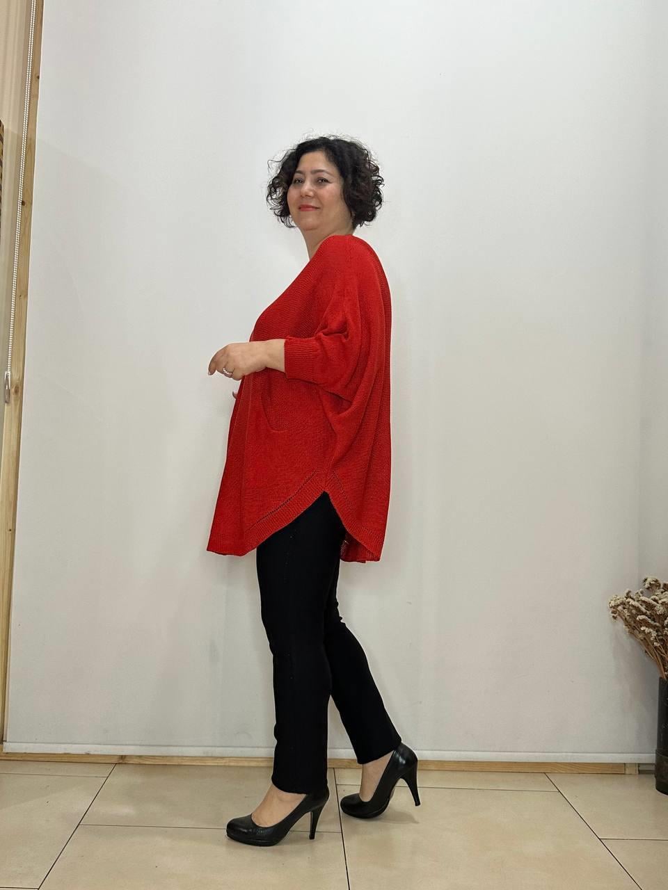 Pamuklu Merserize Oval Kesim Cepli Salaş Bluz