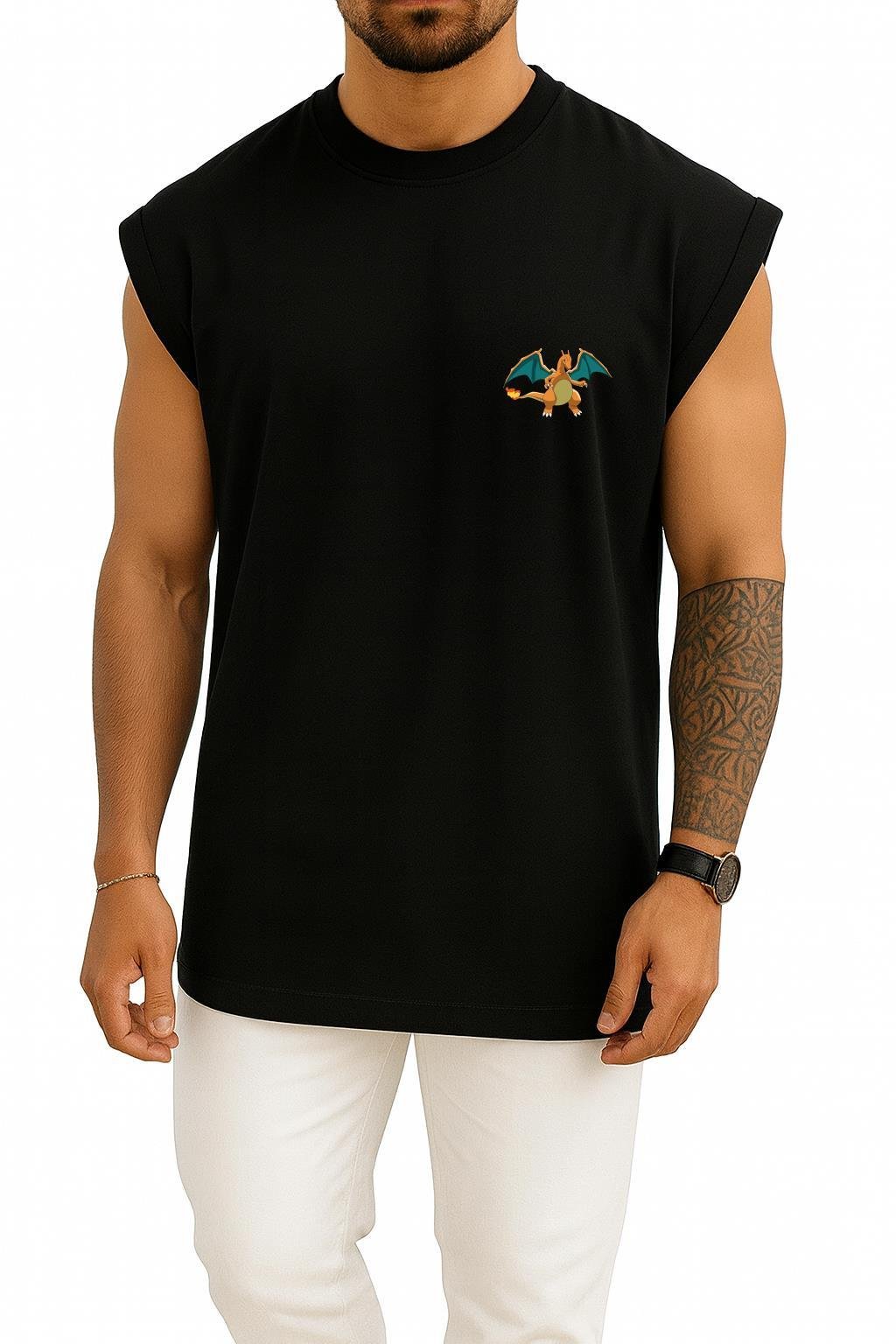 Oversize Charizard Cep Baskılı Atlet