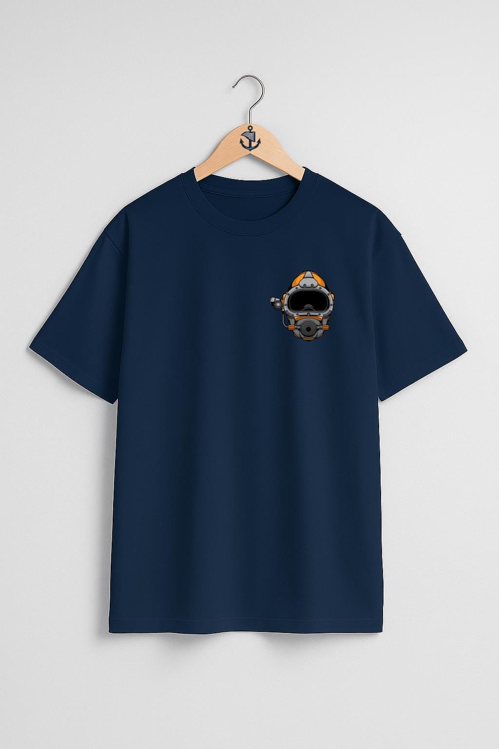 Oversize Dalgıç Başlığı - Diving Helmet Cep Tasarımlı Unisex T-Shirt