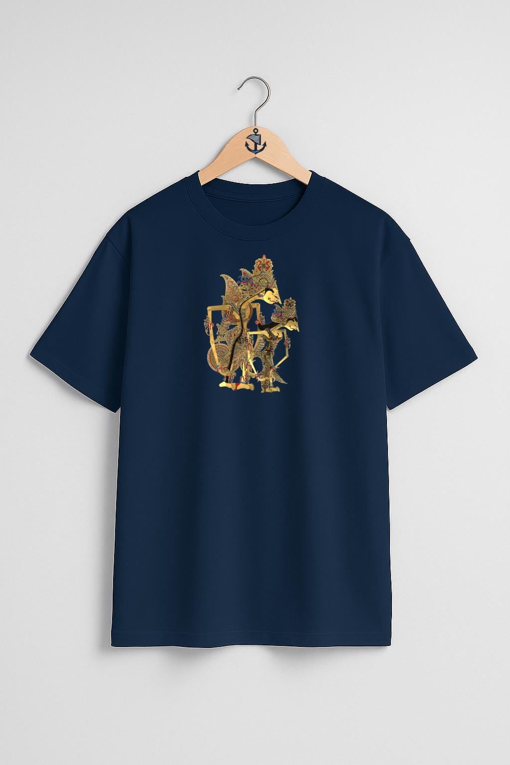 Oversize Java Wayang Gölge Oyun Ramayana Göğüs Tasarımlı Unisex T-Shirt