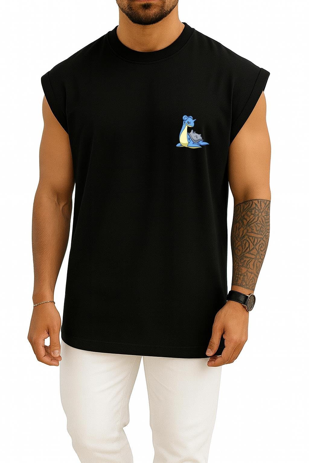 Oversize Lapras Cep Baskılı Atlet